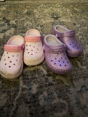 Kids Glitter Clog Shoes - Pink and Purple